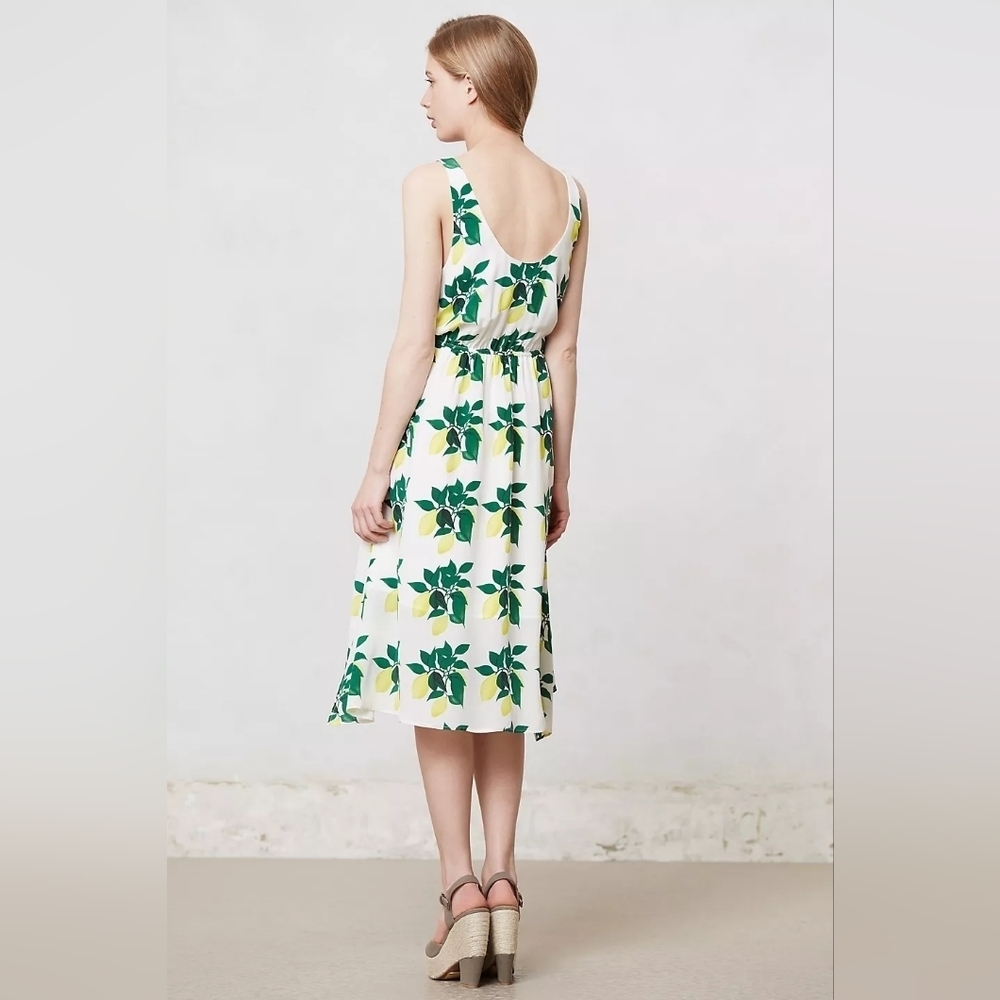Anthropologie Rachel Rose 100% Silk, Lemon Tree Dress, Size S, NWOT - Picture 2 of 5